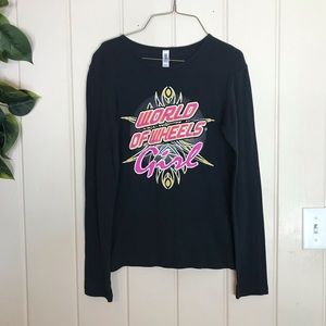 Ladies Bella “World of Wheels Girl” Graphic LS Blouse / Shirt
Size Medium 8 - 10